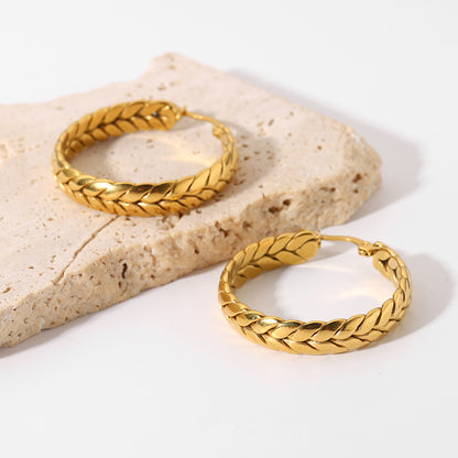 Golden Wheat Hoops - Bijoux Royal