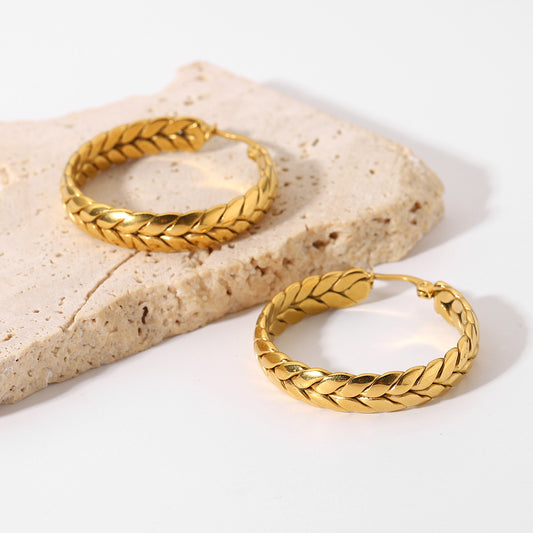 Golden Wheat Hoops - Bijoux Royal