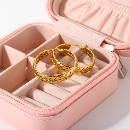 Golden Wheat Hoops - Bijoux Royal