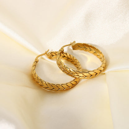 Golden Wheat Hoops - Bijoux Royal