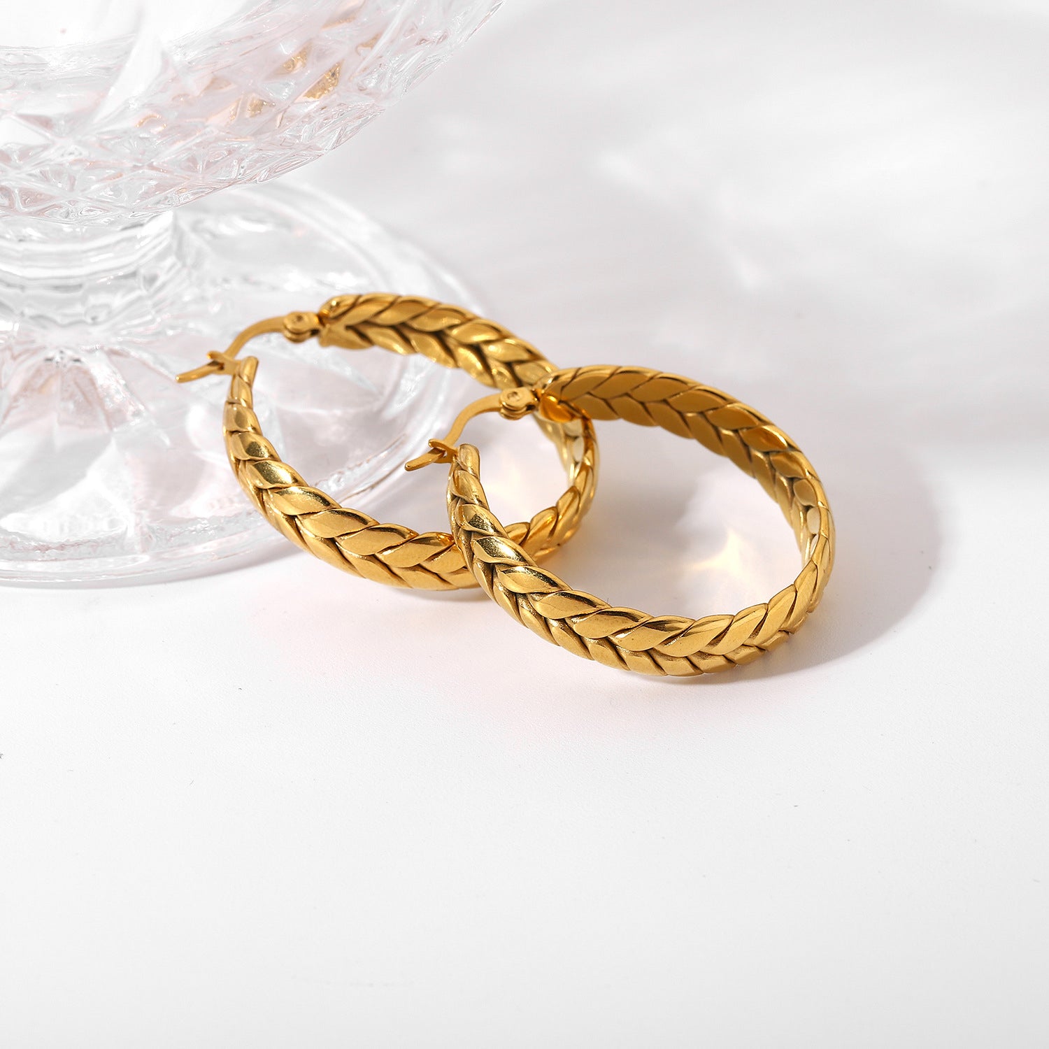 Golden Wheat Hoops - Bijoux Royal