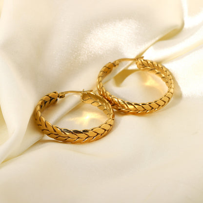 Golden Wheat Hoops - Bijoux Royal