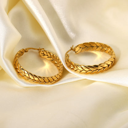 Golden Wheat Hoops - Bijoux Royal