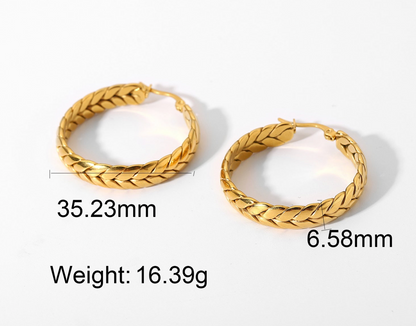 Golden Wheat Hoops - Bijoux Royal